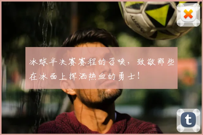 冰球半决赛赛程的召唤，致敬那些在冰面上挥洒热血的勇士！